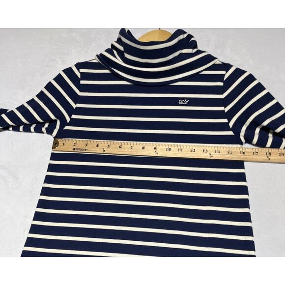 Vineyard Vines Girls Large 14 Funnel Neck Stripe Knit Dress Blue White Cotton - Picture 10 of 16